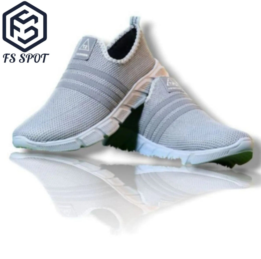 Men’s Lightweight Slip-On Grey Sneakers – Breathable Mesh & All-Day Comfort | FS SPOT