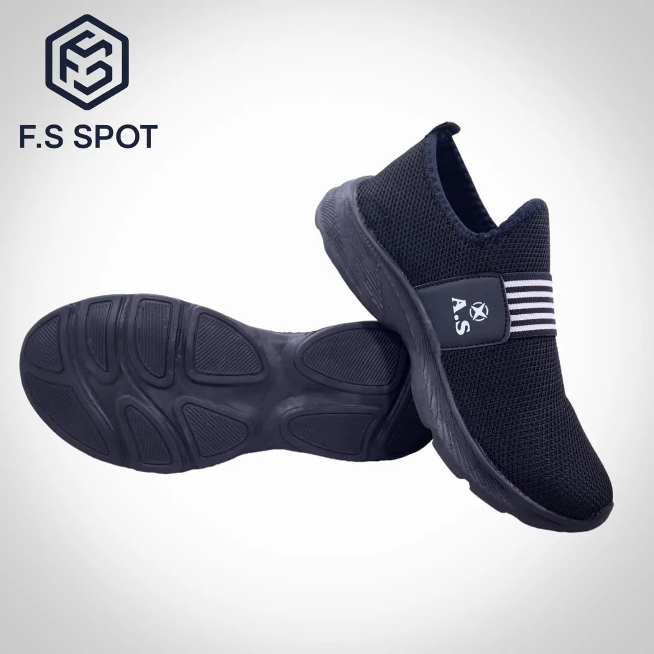 Men’s Lightweight Slip-On Black Sneakers – Breathable Mesh & All-Day Comfort | FS SPOT