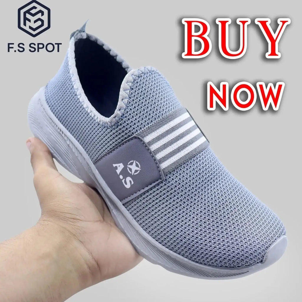 Men’s Lightweight Slip - On Grey Sneakers – Breathable Mesh & All - Day Comfort | FS SPOT - FS Spot